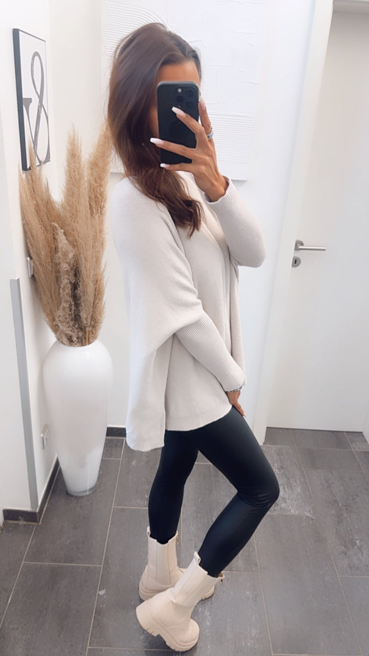 Variante ultra weicher Pullover mit Fledermausärmeln / wollweiss Art. 7454