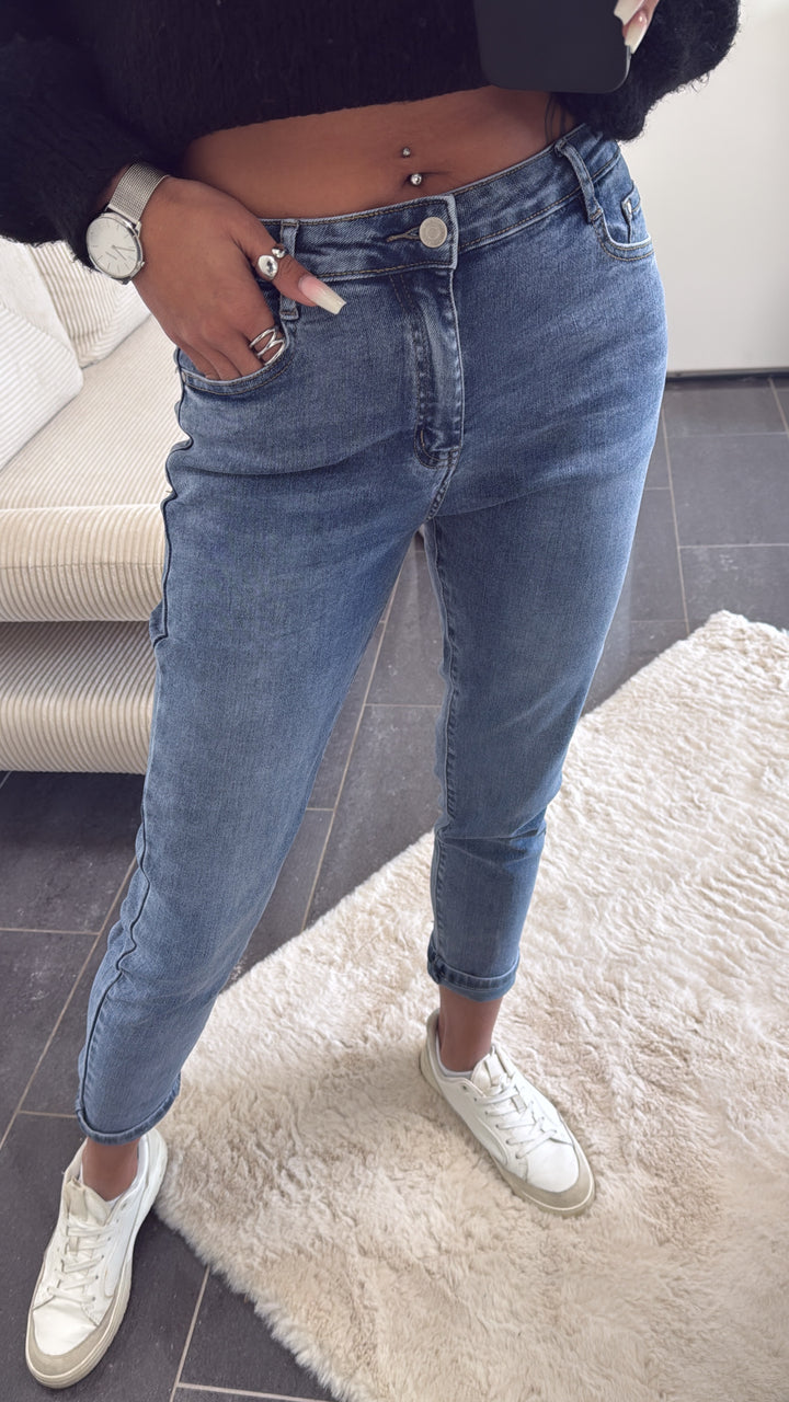 Mom Jeans Hose " M77028 " / blau verwaschen Art. 8663
