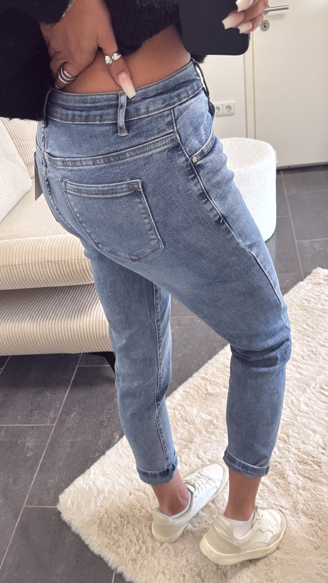 Mom Jeans Hose " M77028 " / blau verwaschen Art. 8663