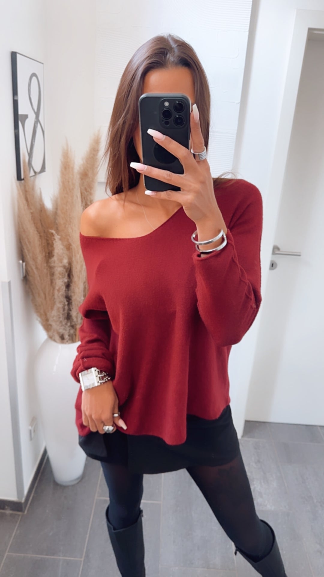 Leichter, super weicher Pullover, V-Ausschnitt / burgundy Art. 7593