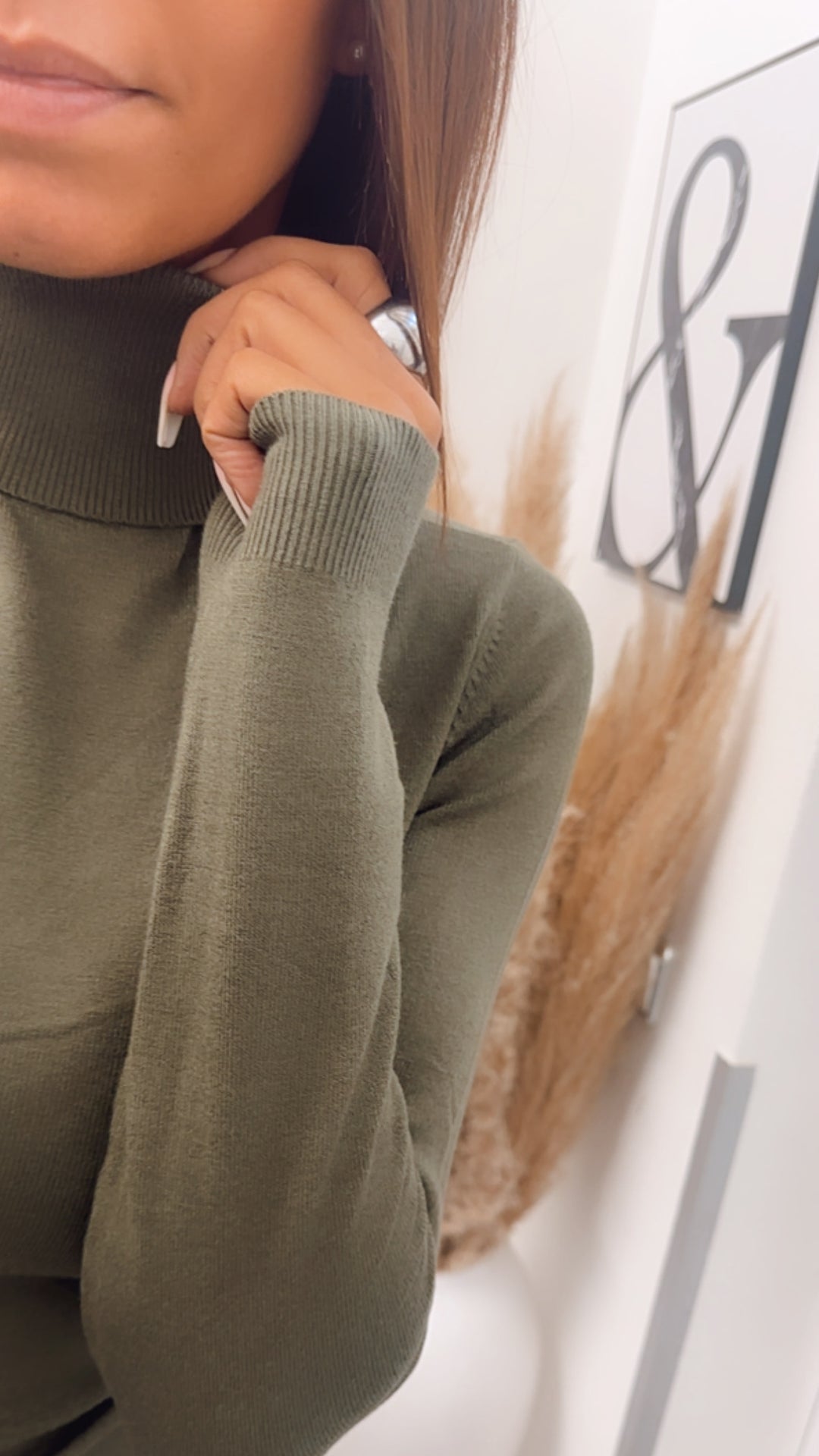 Rollkragen Pullover / khaki Art. 7394
