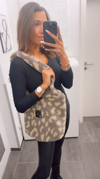 TEDDY Tasche im Leo Muster / taupe - beige Art. 13109