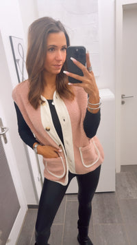 TEDDY Weste mit Cord Applikationen / rosa - creme Art. 13108