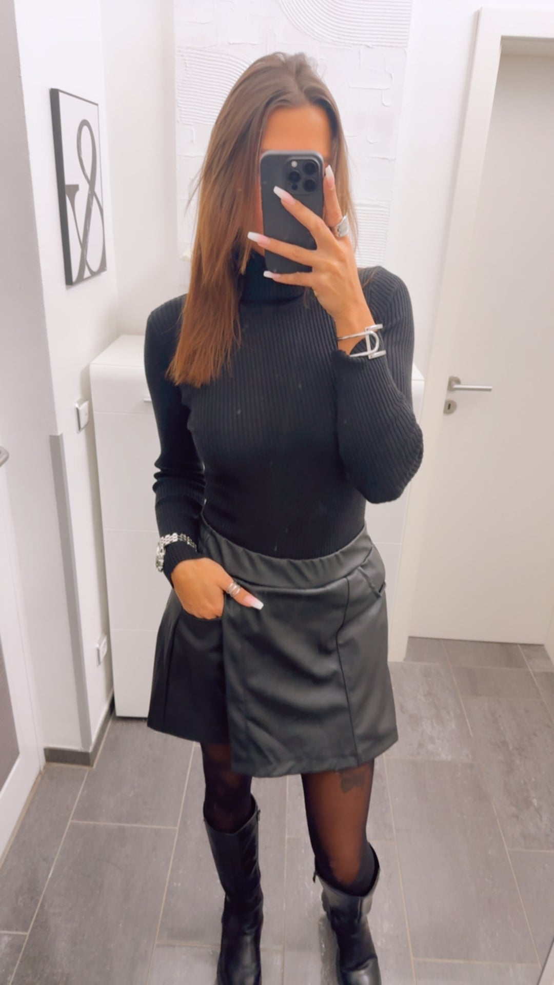 MATTER LEDERLOOK Hosenrock / schwarz Art. 13057