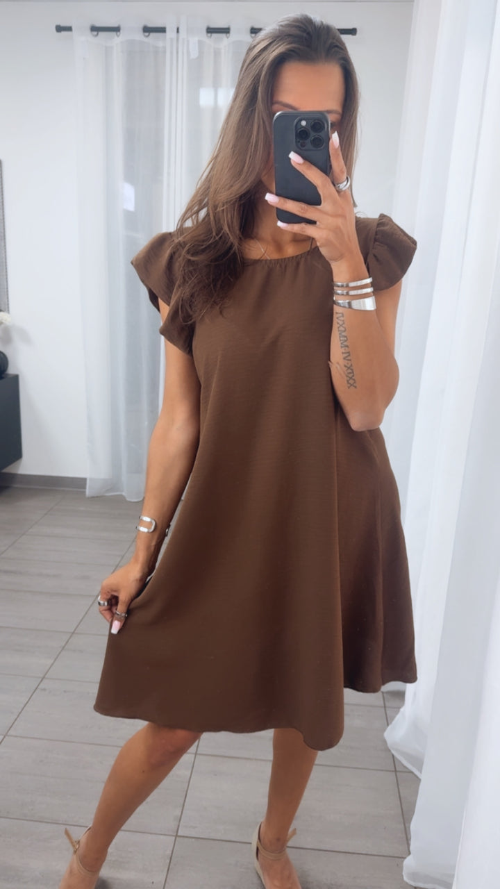schlichtes Hängerchen / Kleid mit kurzen Ärmeln / schoko braun Art. 14839