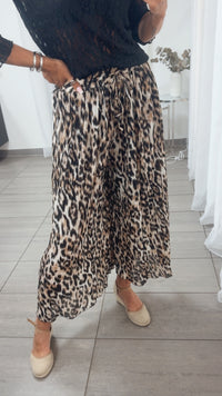 Plissee Hose im ABSTRAKTEN Leo - Look / beige - cappuccino - schwarz Art. 14830