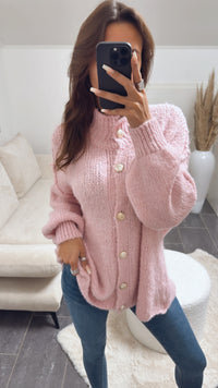 Kuschel Cardigan mit goldenen Knöpfen / rosa Art. 8774