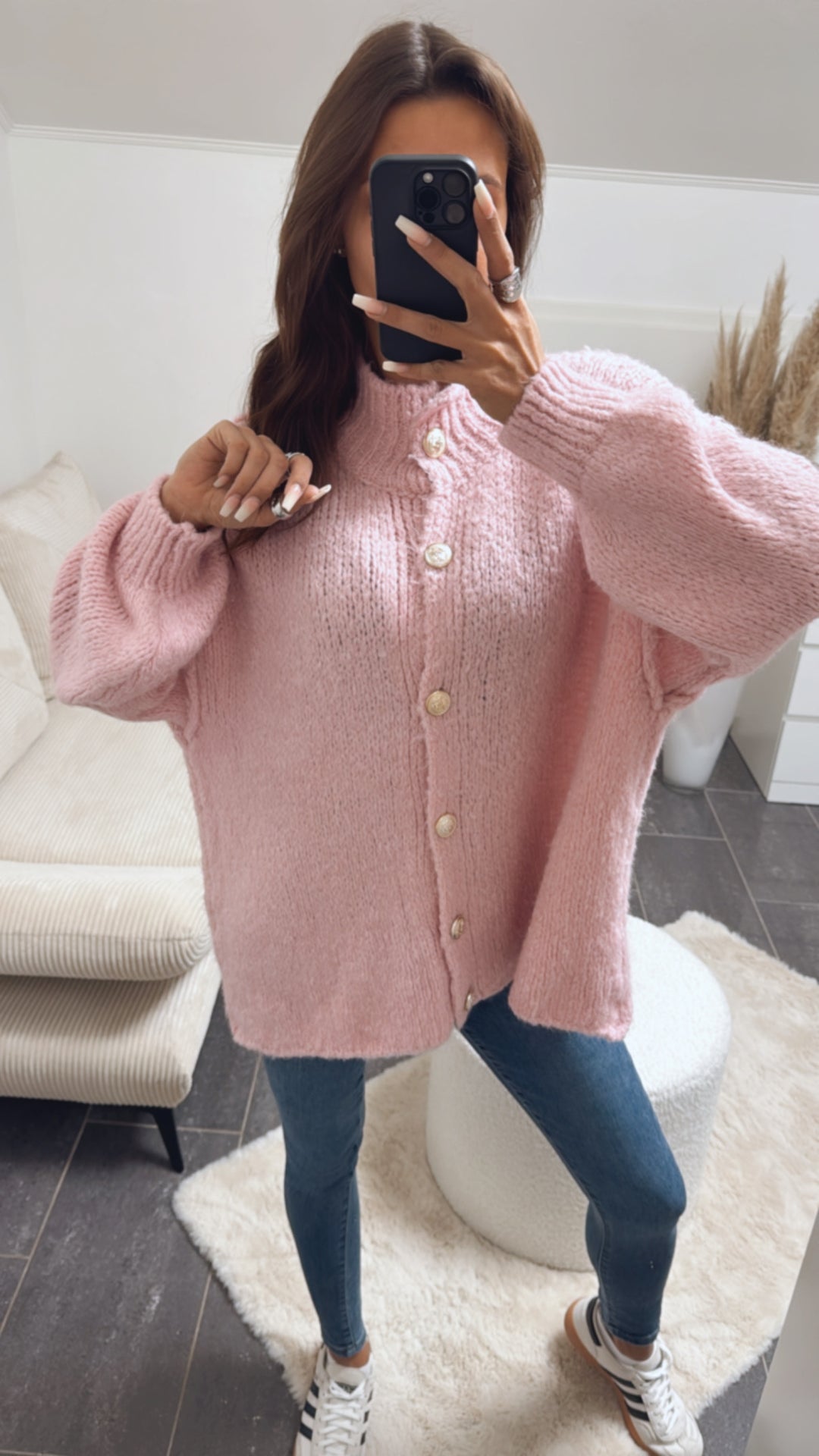 Kuschel Cardigan mit goldenen Knöpfen / rosa Art. 8774