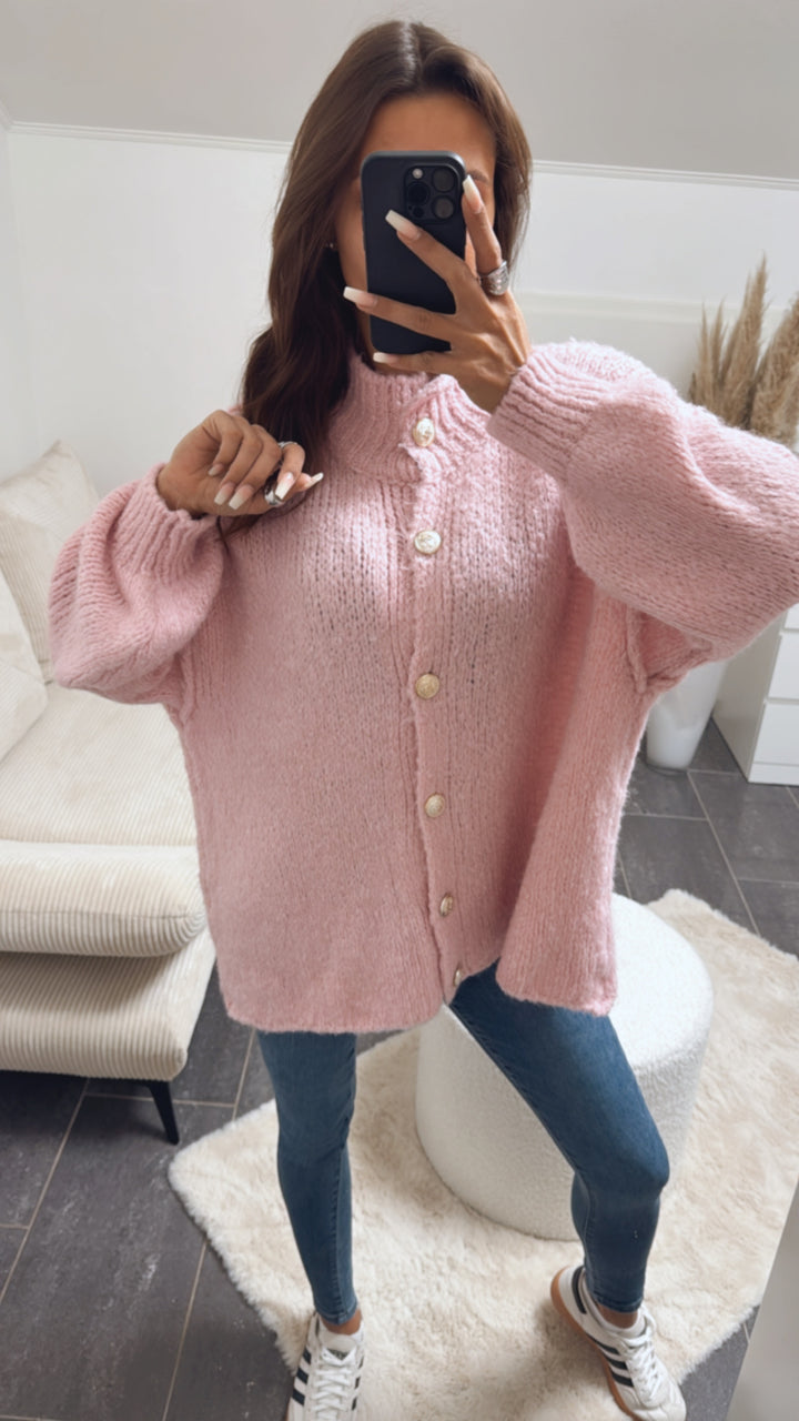 Kuschel Cardigan mit goldenen Knöpfen / rosa Art. 8774