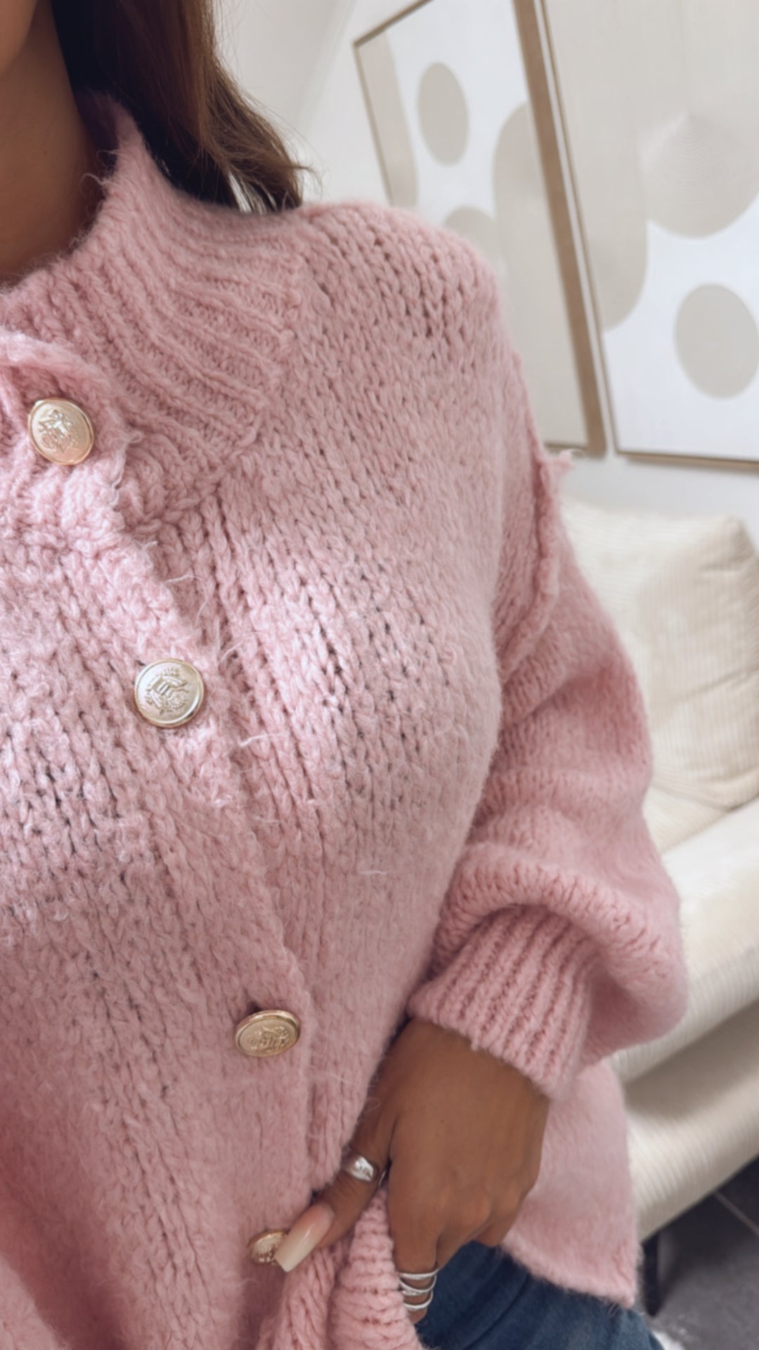 Kuschel Cardigan mit goldenen Knöpfen / rosa Art. 8774