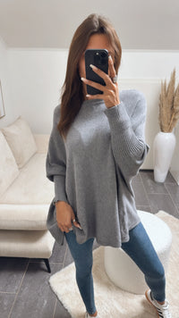 ultra weicher Pullover mit Fledermausärmeln / dunkel grau Art. 8829