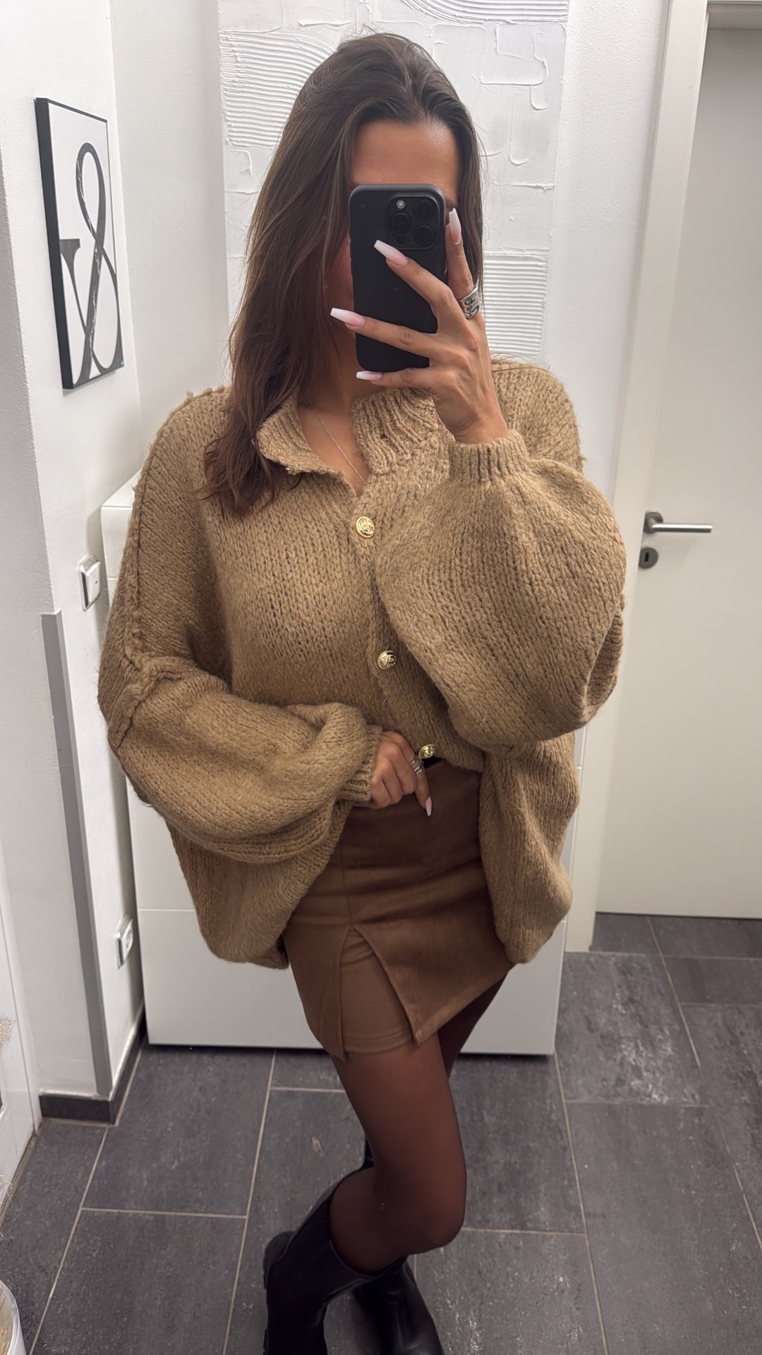 VELOURS Mini Rock mit integrierter Hose / braun Art. 13311