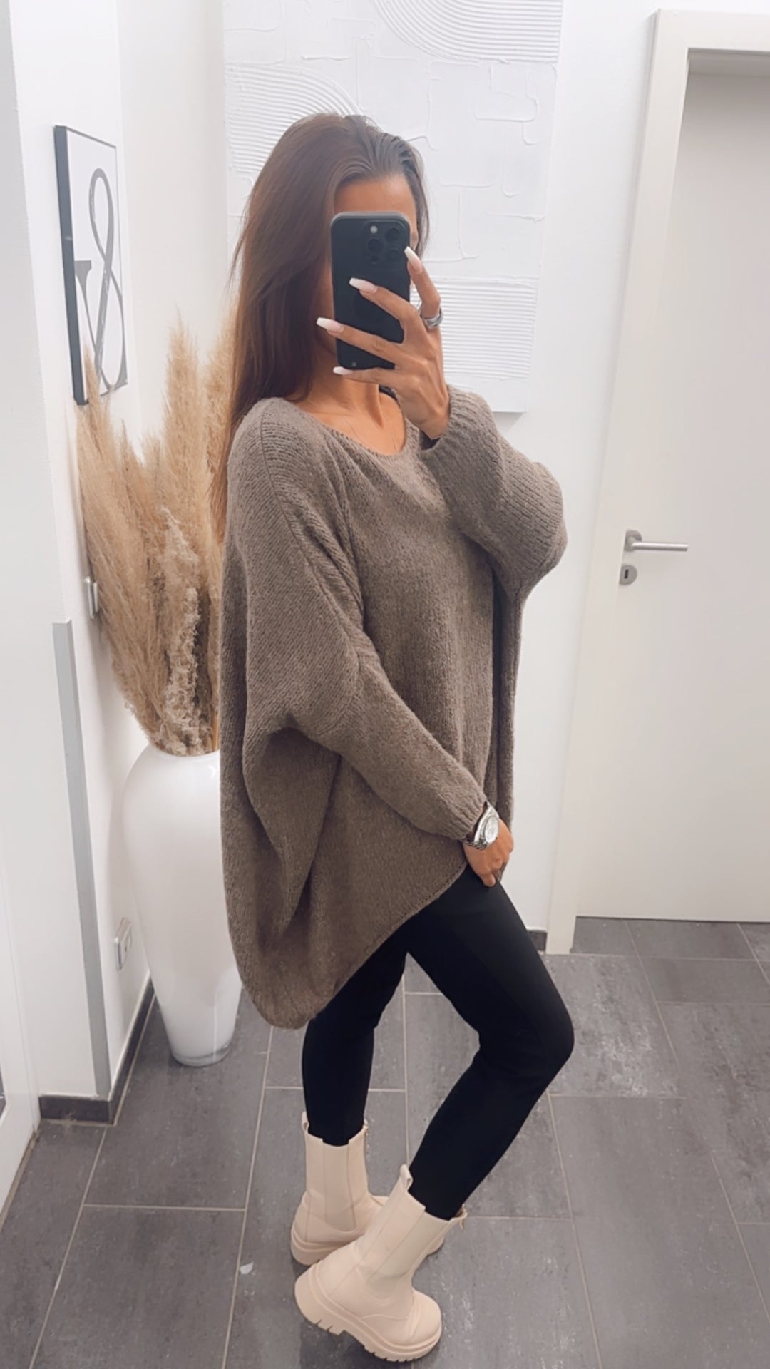 VOKUHILA oversize Strick Pullover/ braun - meliert Art. 7632