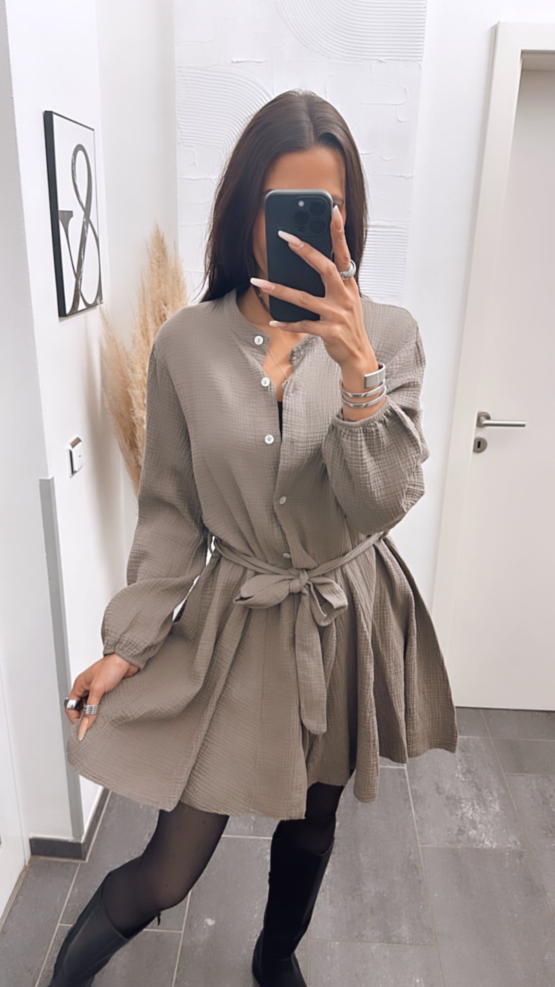 Musselin Kleid / schlamm Art. 4499