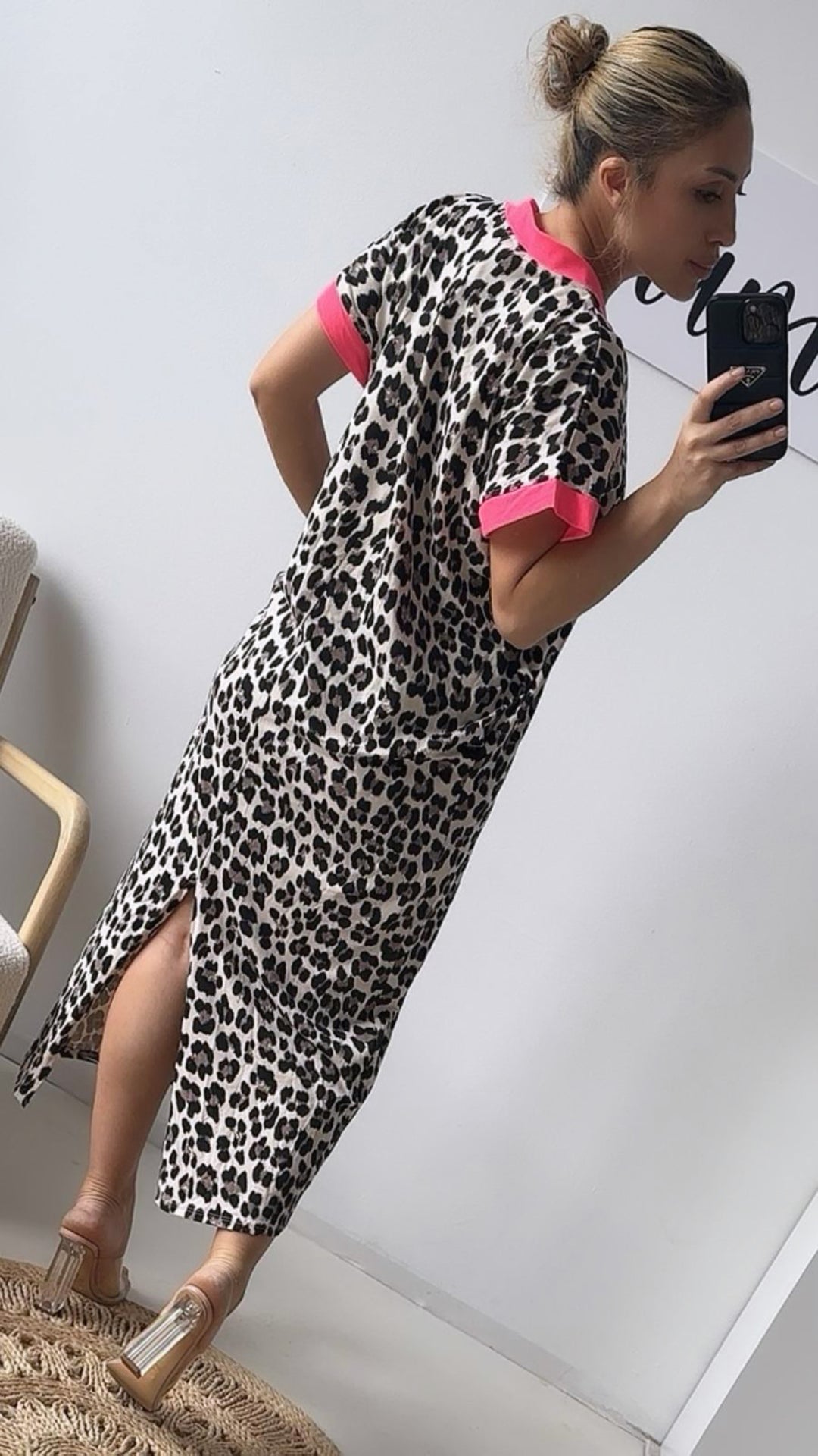 LEO (Maxi-) T-shirt Kleid / leo - pink Art. 10209