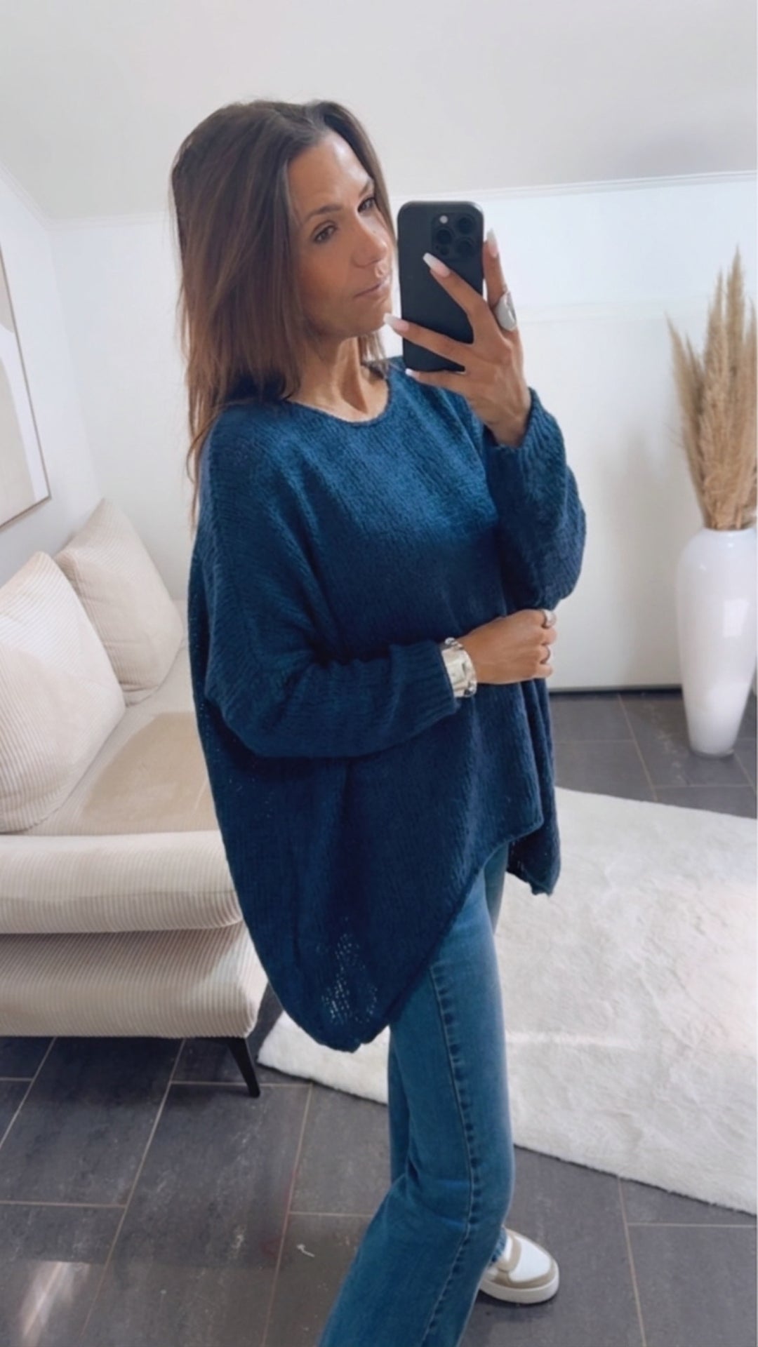VOKUHILA oversize Strick Pullover / dunkel blau Art. 8110