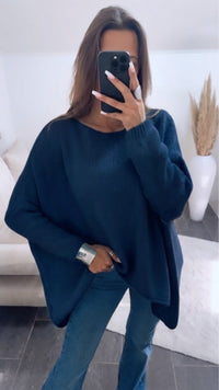 VOKUHILA oversize Strick Pullover / dunkel blau Art. 8110