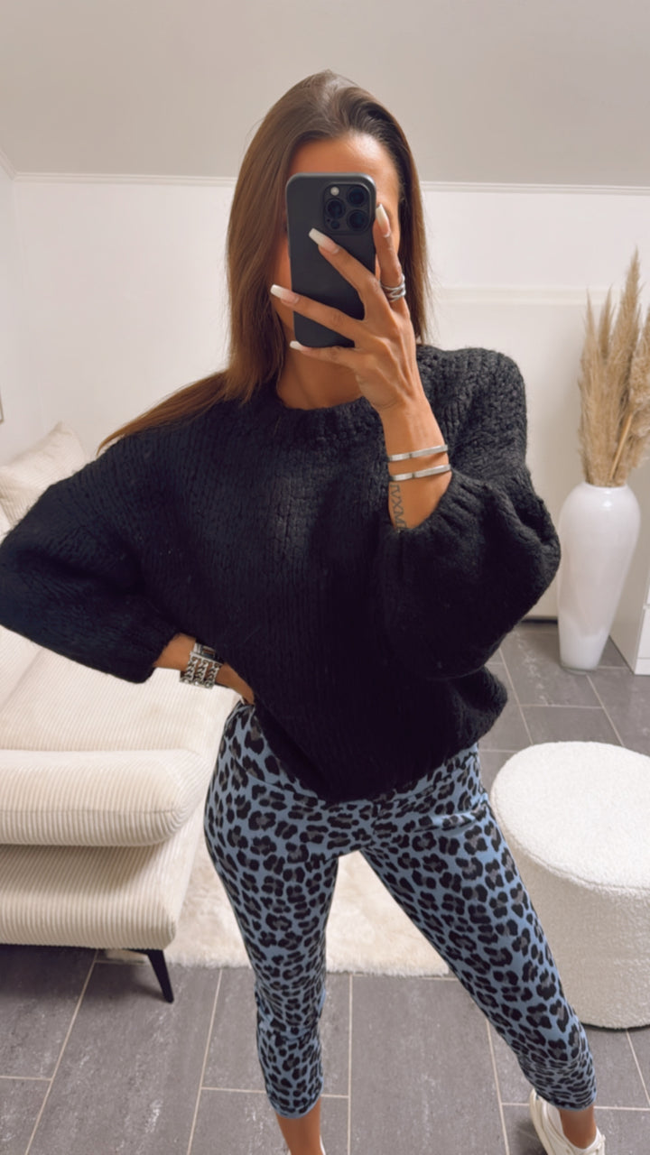 schlichter Kuschel Pullover / schwarz Art. 8134