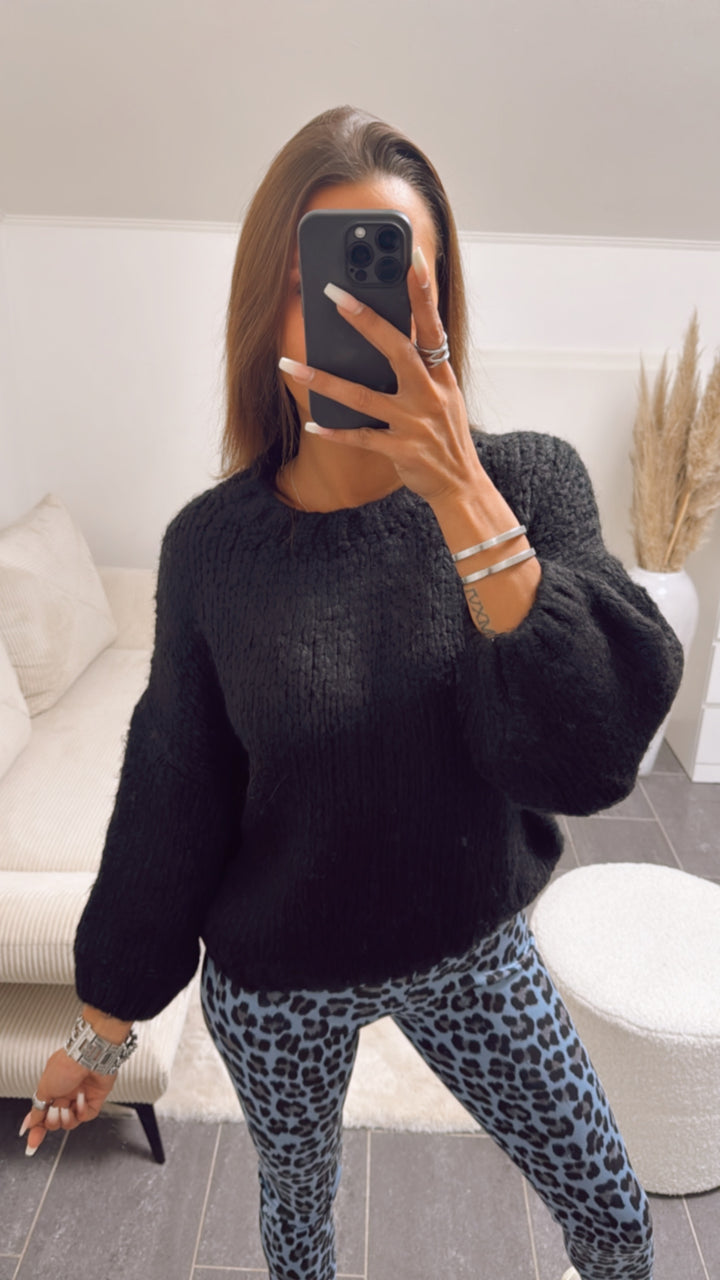 schlichter Kuschel Pullover / schwarz Art. 8134