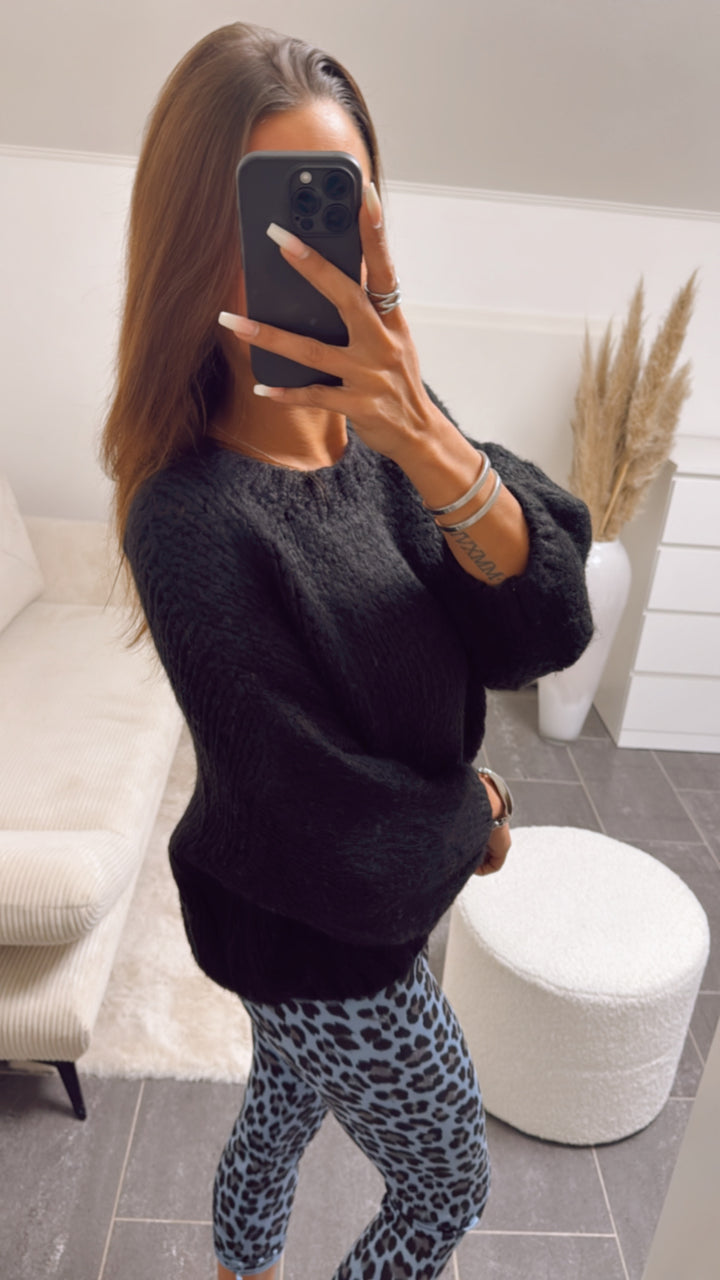 schlichter Kuschel Pullover / schwarz Art. 8134