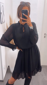 Kleid mit Gummibund im Taillenbereich / schwarz Art. 7907