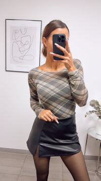 ARGYLE Transparentes Trend Oberteil / braun - beige - schwarz Art. 13417