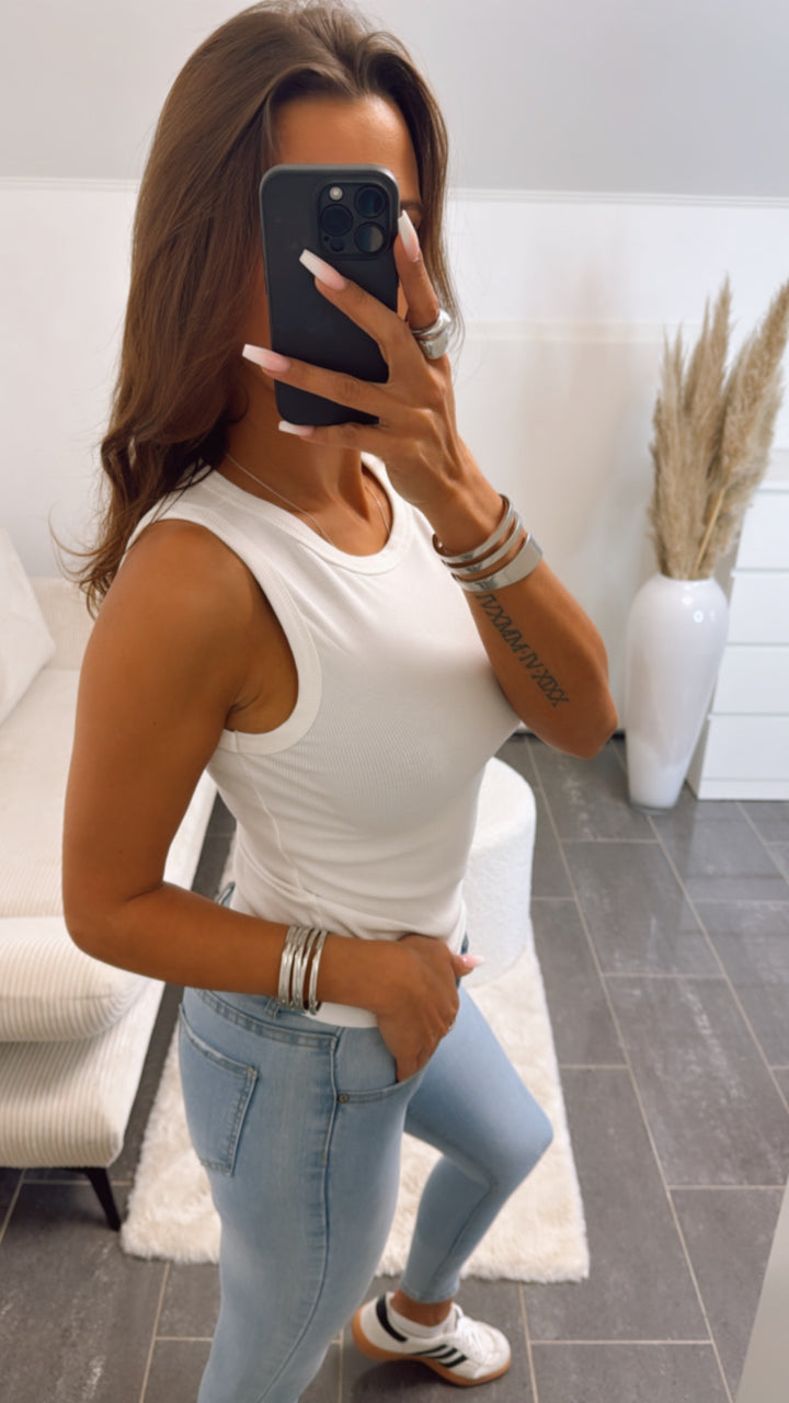 geripptes Tank Top / weiss Art. 8924