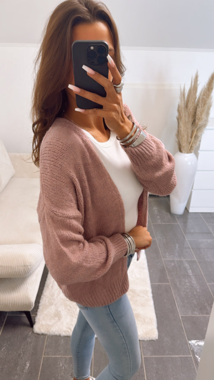 Offener geschnittener Strick Cardigan / beere Art. 8938