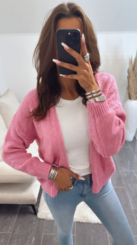 Offener geschnittener Strick Cardigan / pink Art. 8939