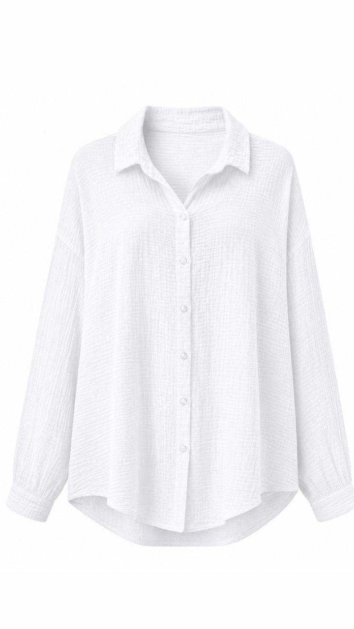 KURZE Oversize Musselin Bluse / weiss Art. 3140