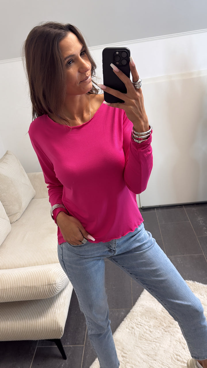 Langarm Oberteil mit Roll Saum / pink Art. 8911