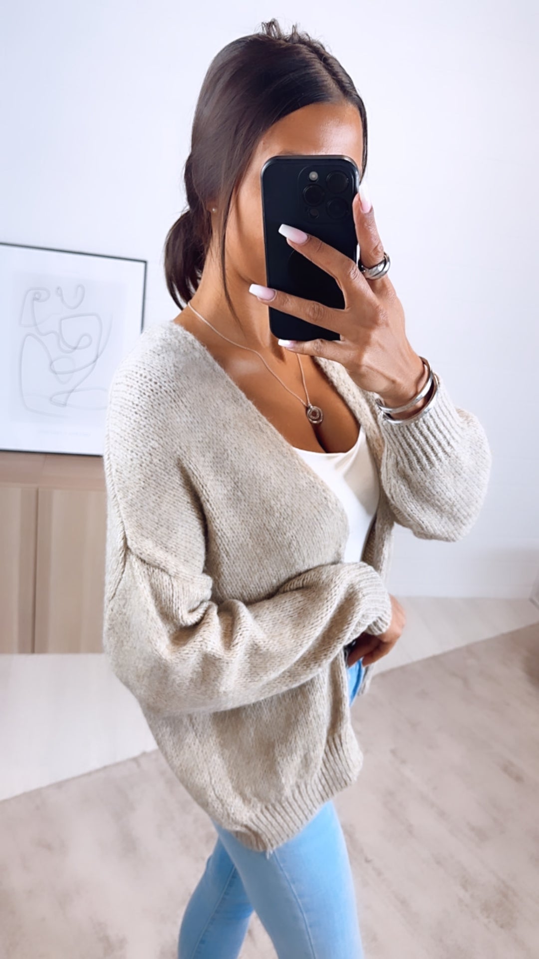 Offener Strick Cardigan / beige Art. 5112