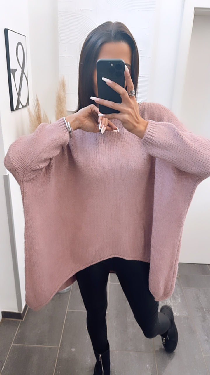 VOKUHILA oversize Strick Pullover / rosa-beere Art. 5083