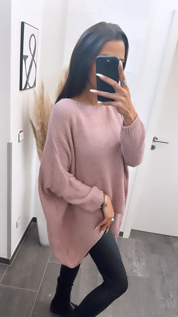 VOKUHILA oversize Strick Pullover / rosa-beere Art. 5083
