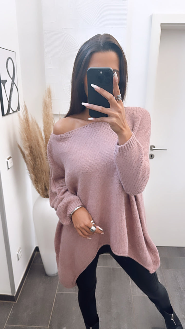 VOKUHILA oversize Strick Pullover / rosa-beere Art. 5083