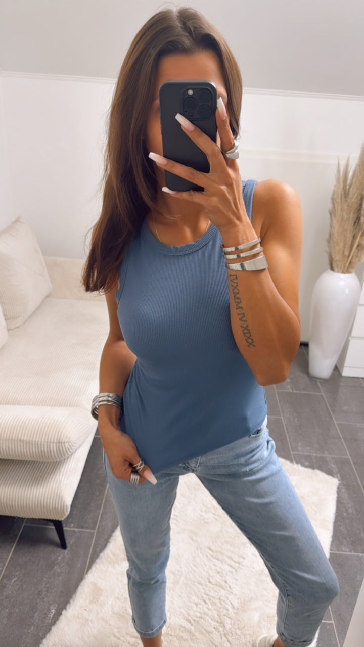 geripptes Tank Top / denim blau Art. 8926