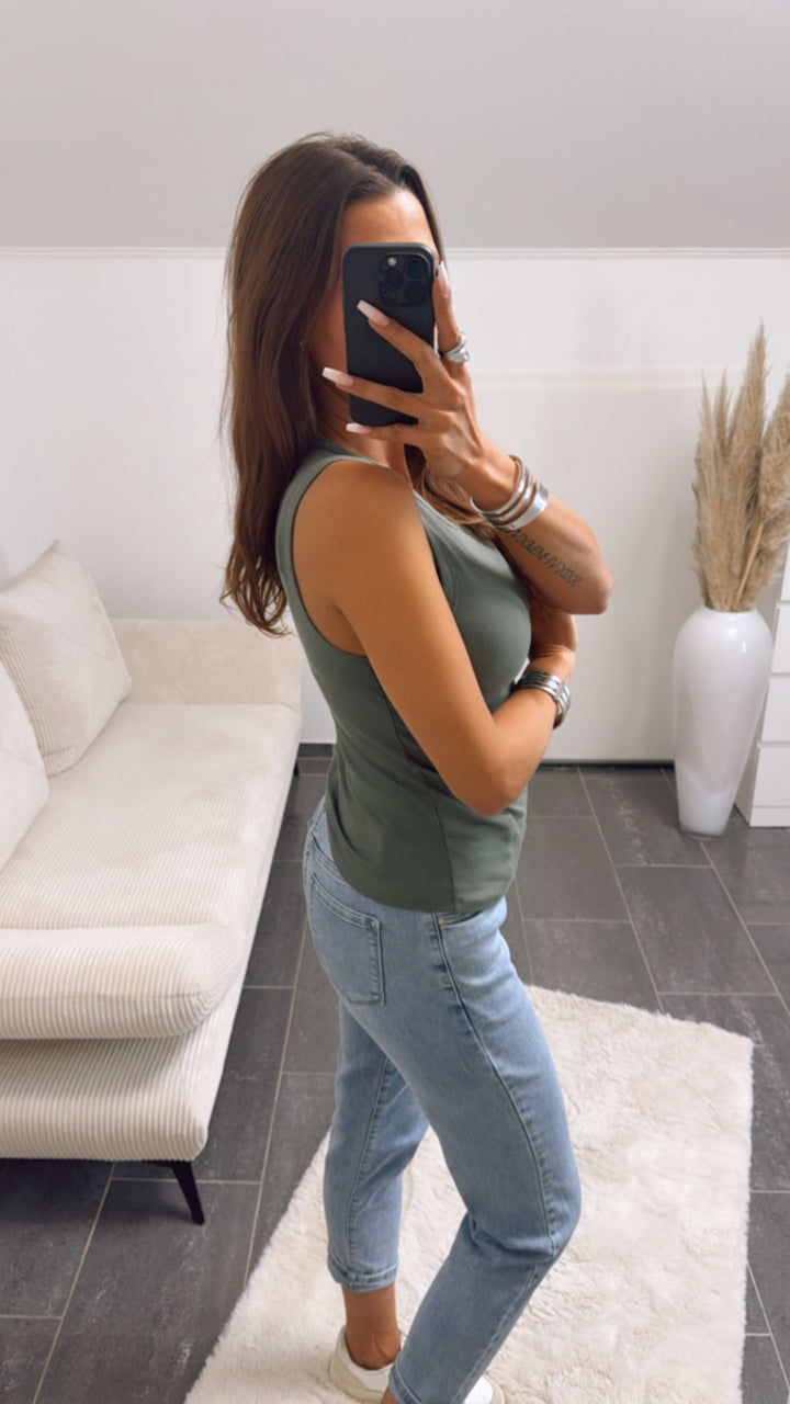 geripptes Tank Top / khaki Art. 8925