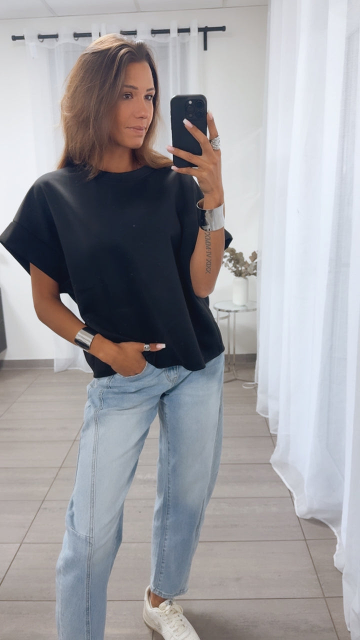 T-Shirt / oversize softer Butterstoff / schwarz Art. 14592