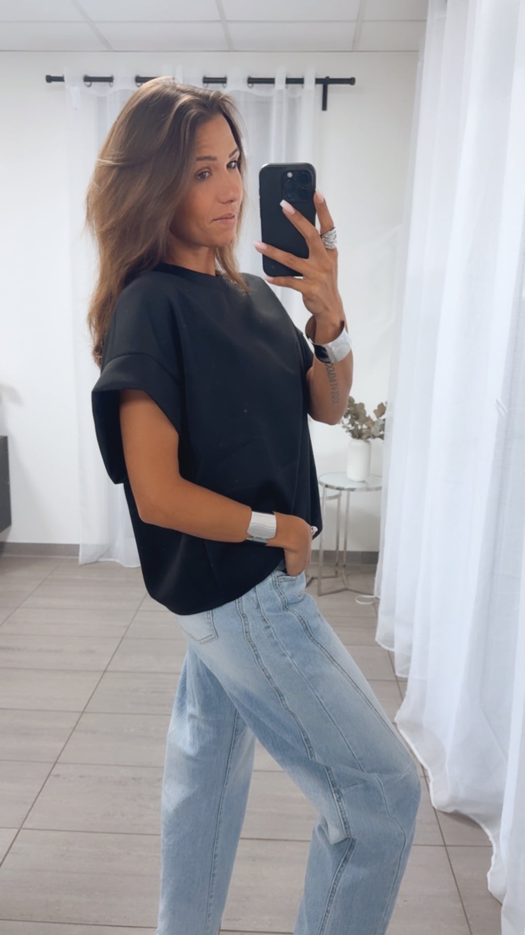 T-Shirt / oversize softer Butterstoff / schwarz Art. 14592