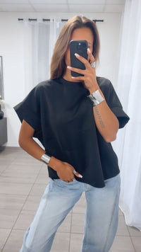 T-Shirt / oversize softer Butterstoff / schwarz Art. 14592