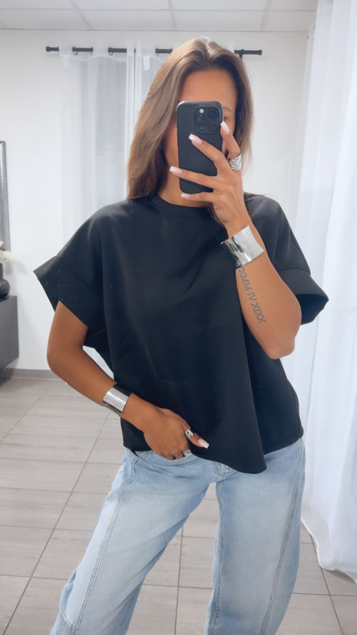 T-Shirt / oversize softer Butterstoff / schwarz Art. 14592