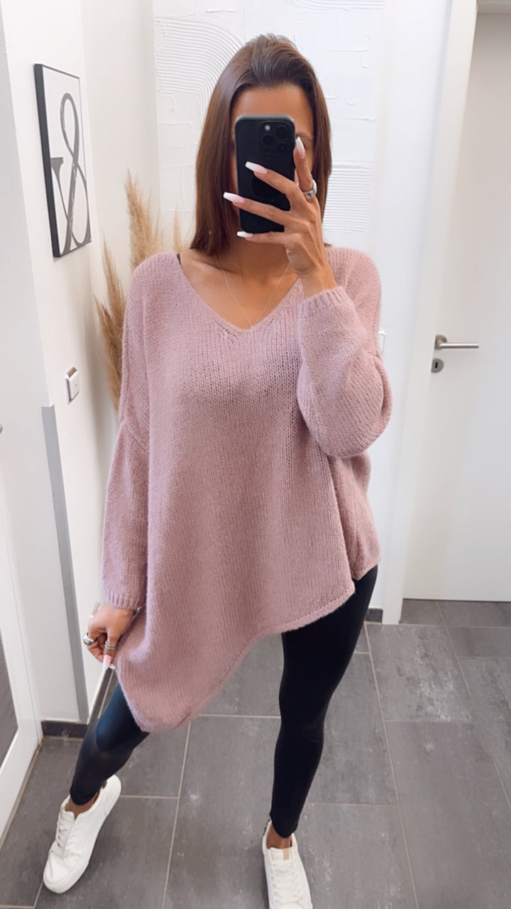 asymmetrischer Pullover/ beere Art. 7724