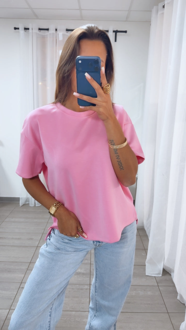 Leichtes Vokuhila Butterstoff T Shirt / soft pink Art.14962