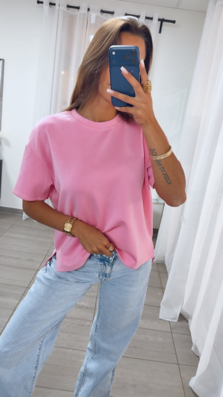 Leichtes Vokuhila Butterstoff T Shirt / soft pink Art.14962