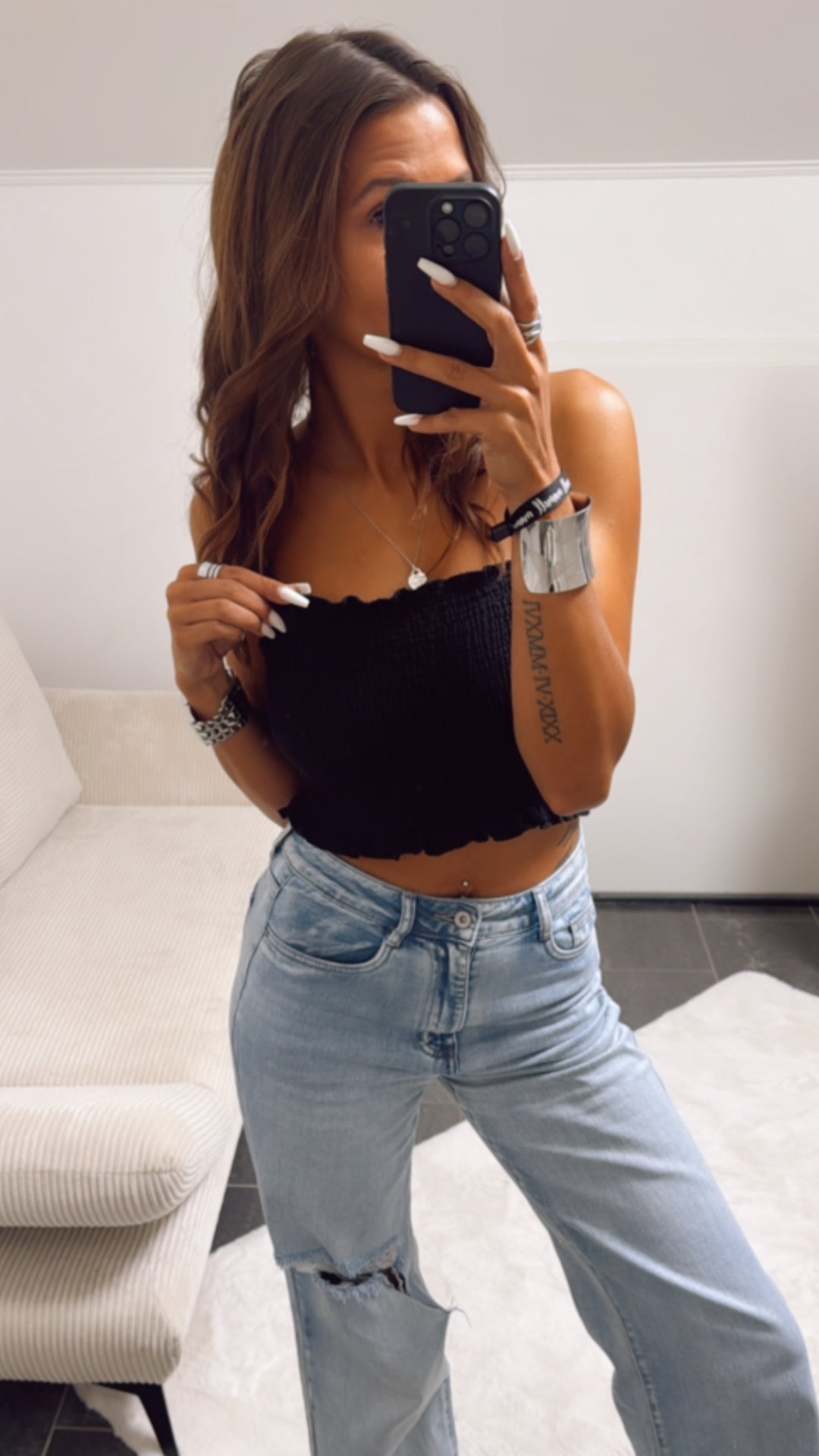 MUSSELIN Bandeau Top / schwarz Art. 10811