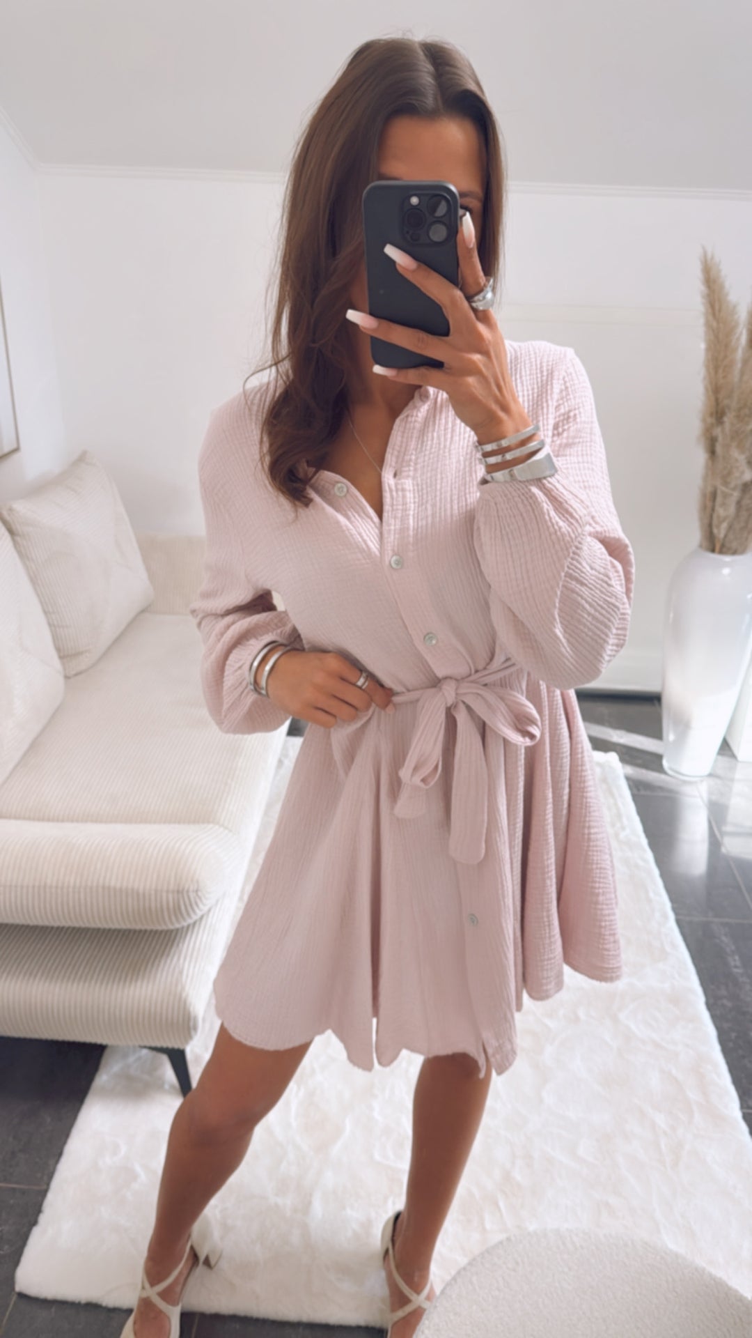Kleid Musselin Stoff / zart rosa Art. 8967