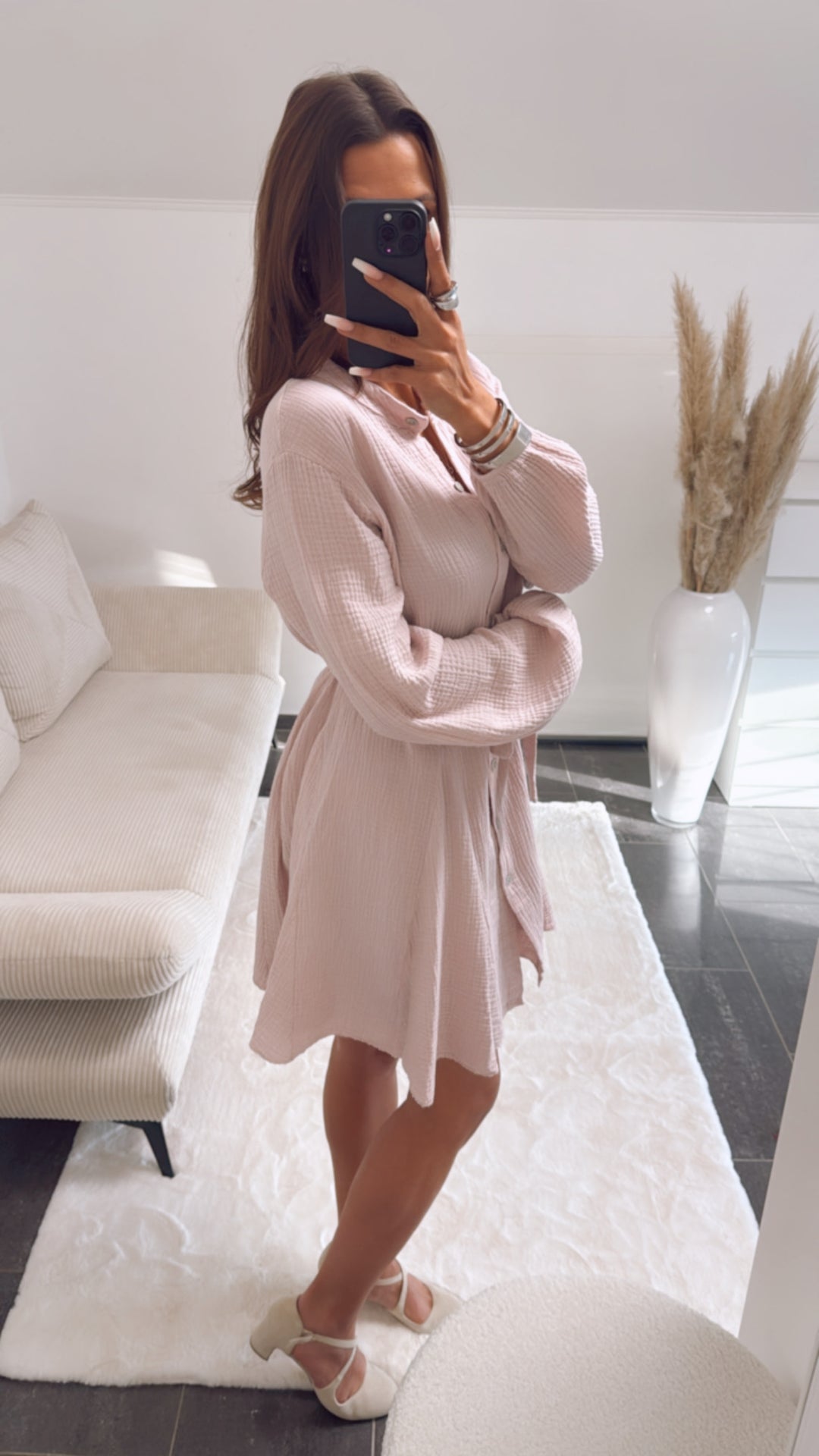 Kleid Musselin Stoff / zart rosa Art. 8967