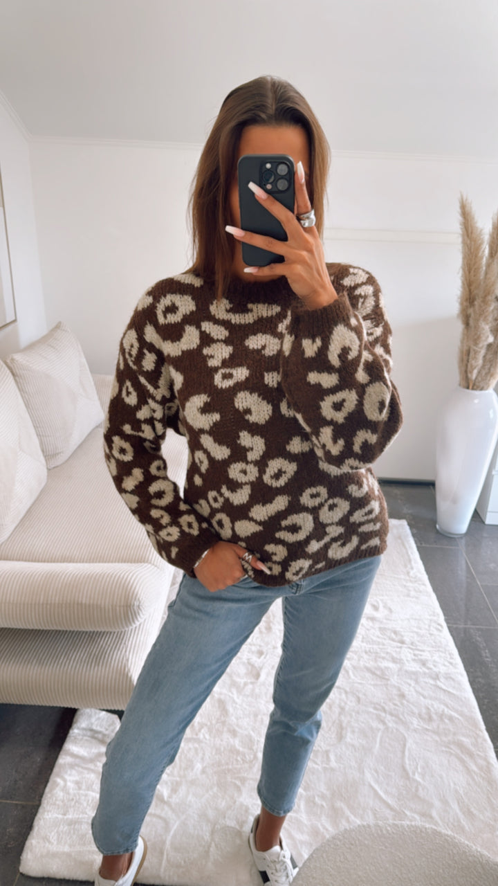 Strick Leo Pullover / braun - beige Art. 8836