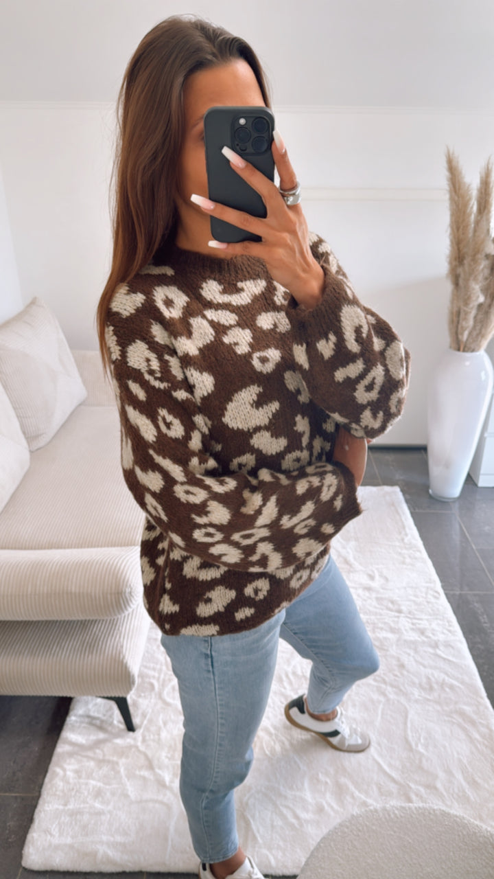 Strick Leo Pullover / braun - beige Art. 8836