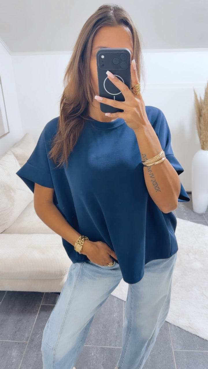 T-Shirt / oversize softer  " Butterstoff " / dunkel blau Art. 14976